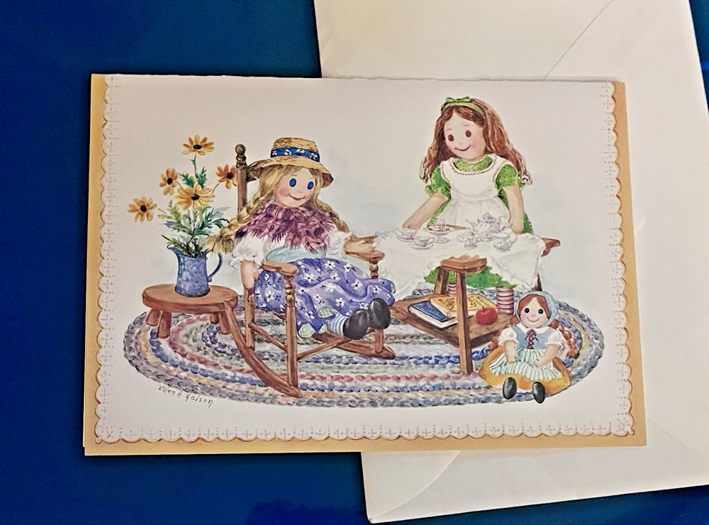 VTG  Red Farm Studio  "Rag Doll Tea Party " by E. Nelson Note Card & Envelope