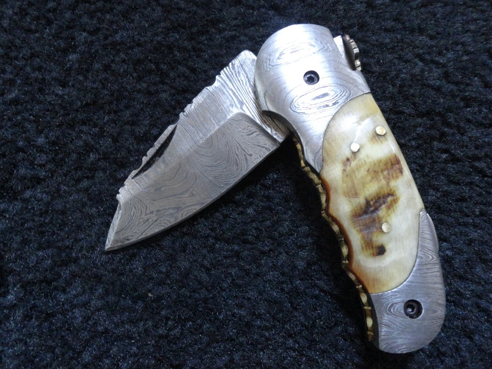damascus folding knife handmade