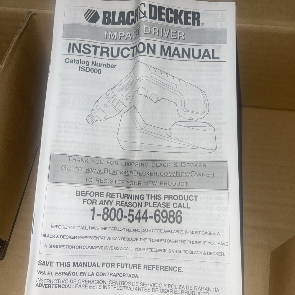 Black & Decker Power Driver 6volt ISD600 Type 1 New