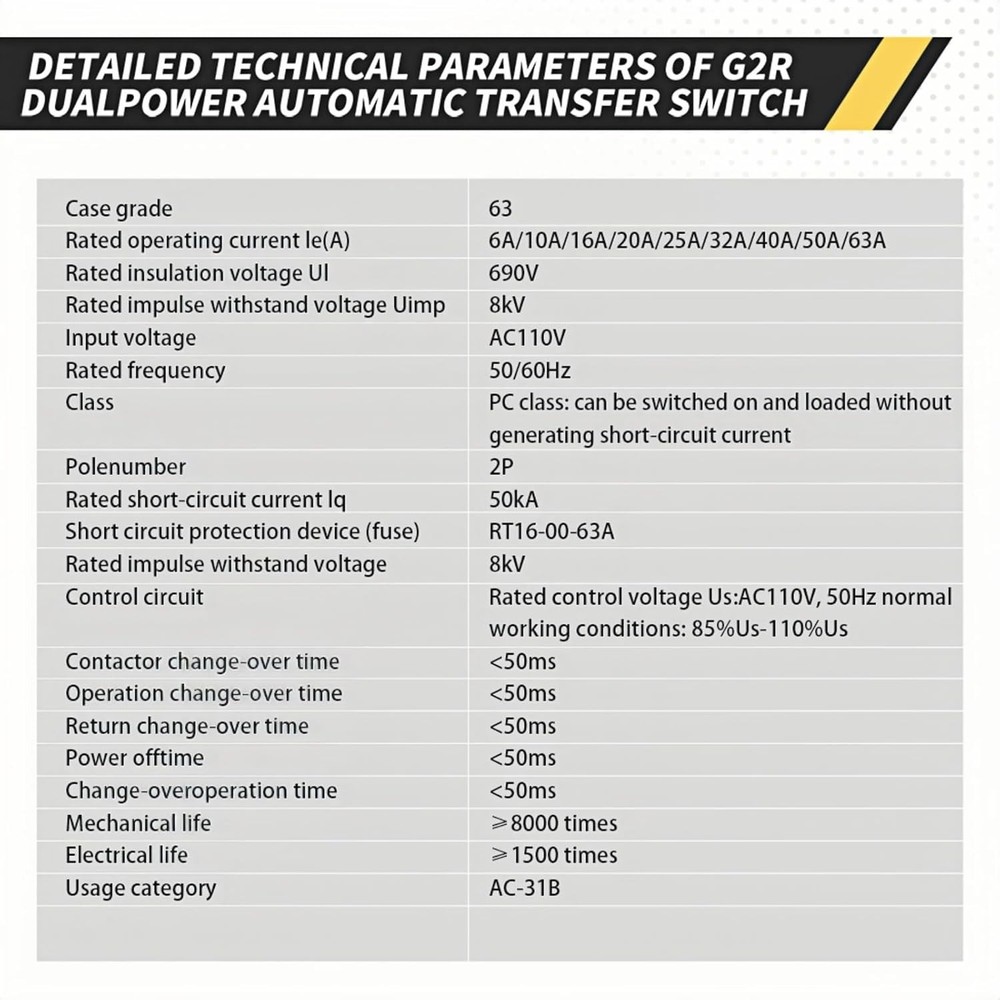 Mini ATS AC 63A Automatic/Manual Transfer Switch 110V - Reliable Power Solution