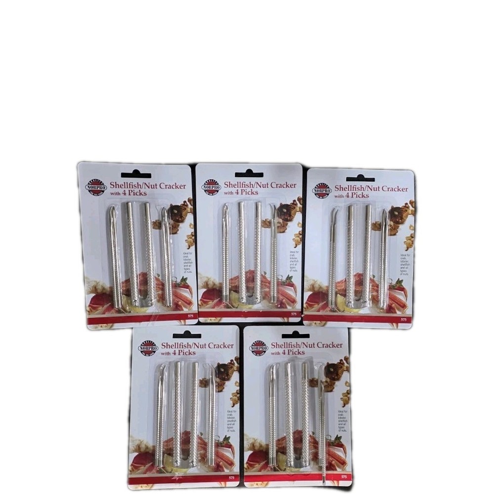 *Pack of 5 Sets* Norpro 575 Shellfish Nut & Crab Cracker & 4 Picks