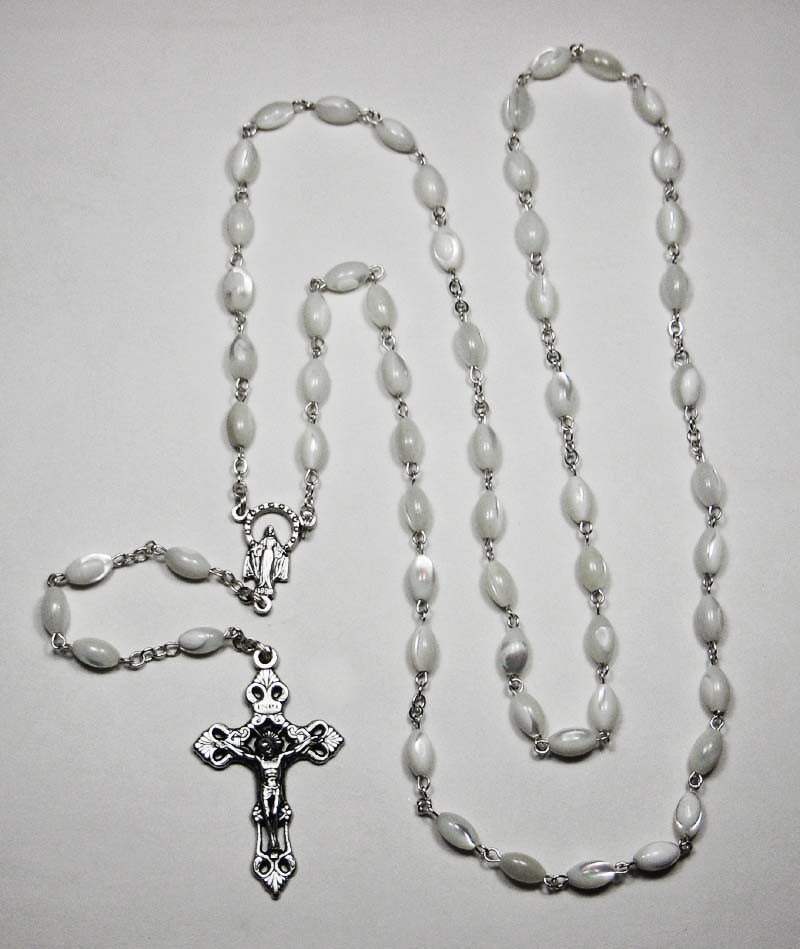Genuine Oval Mother of Pearl Rosary