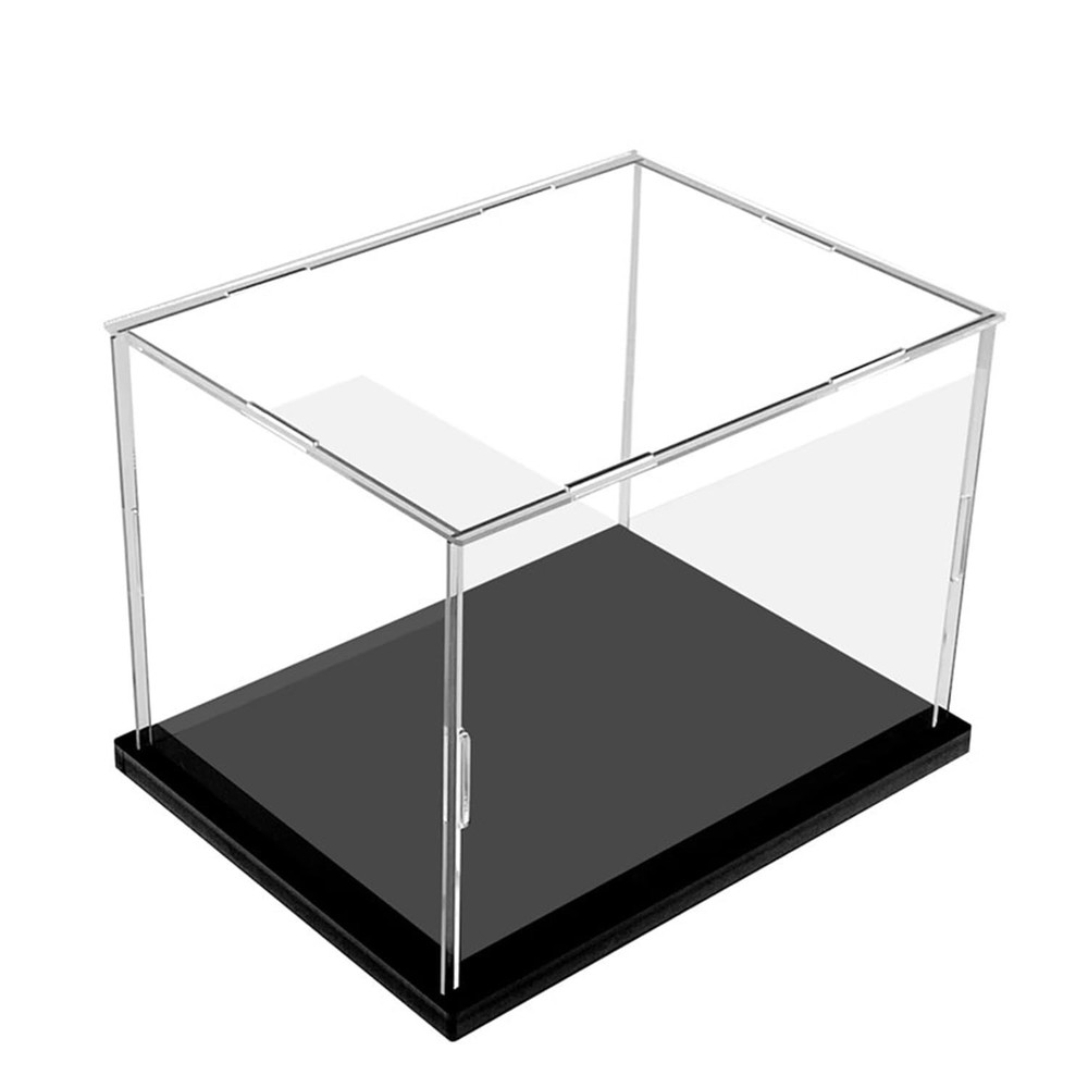 Clear Acrylic Display Case, Assemble Cube Display Box Stand with Black Base, ...