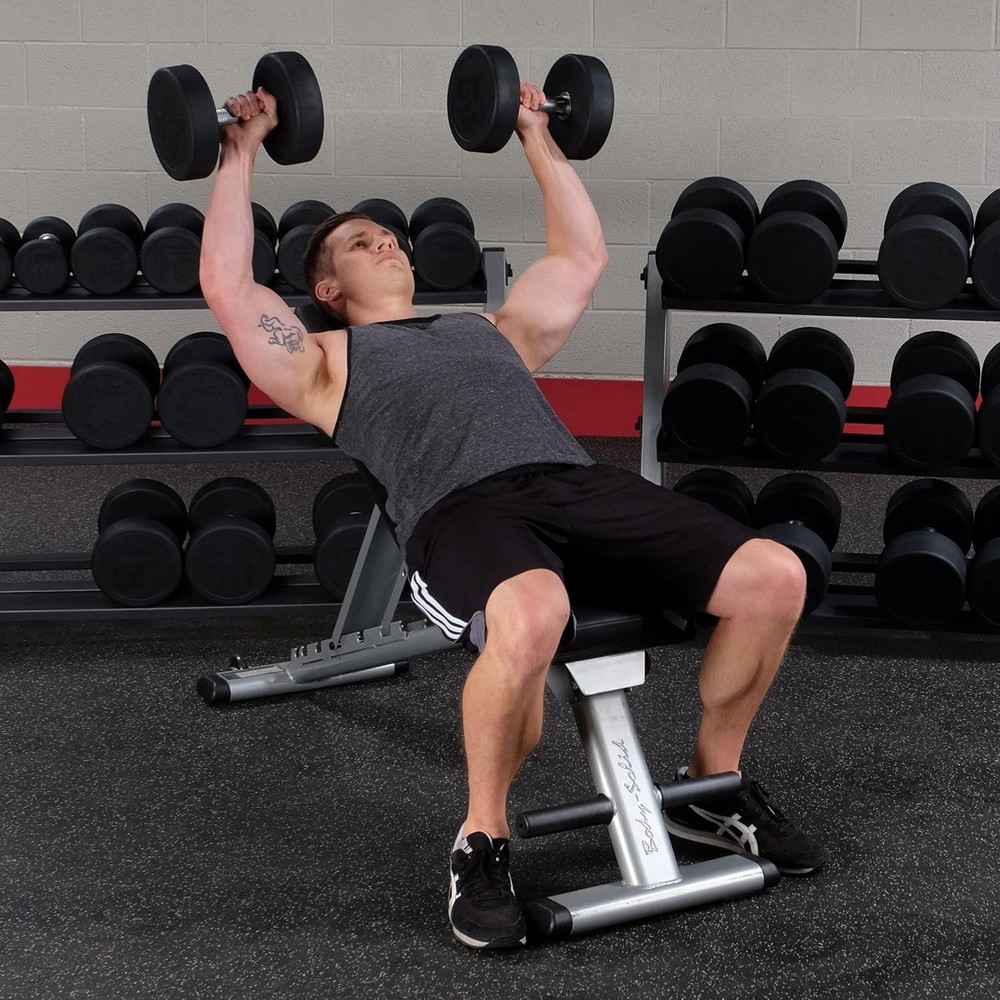 Body-Solid Premium Rubber-Coated Cast Iron Dumbbells with Solid Steel Handles