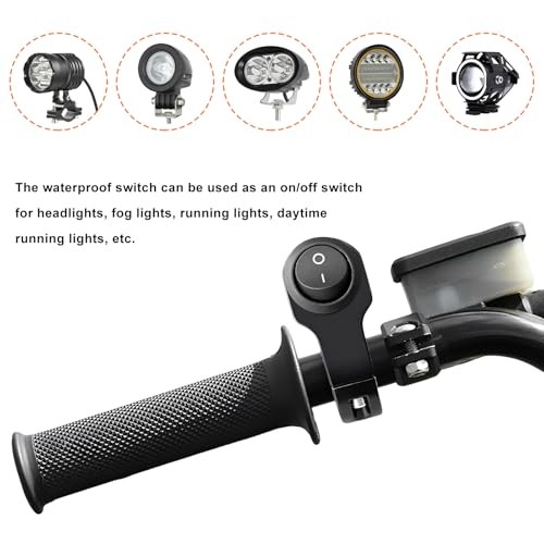 Motorcycle Handlebar Switch, 12V Waterproof Handlebar Light Switch with 1 PCS