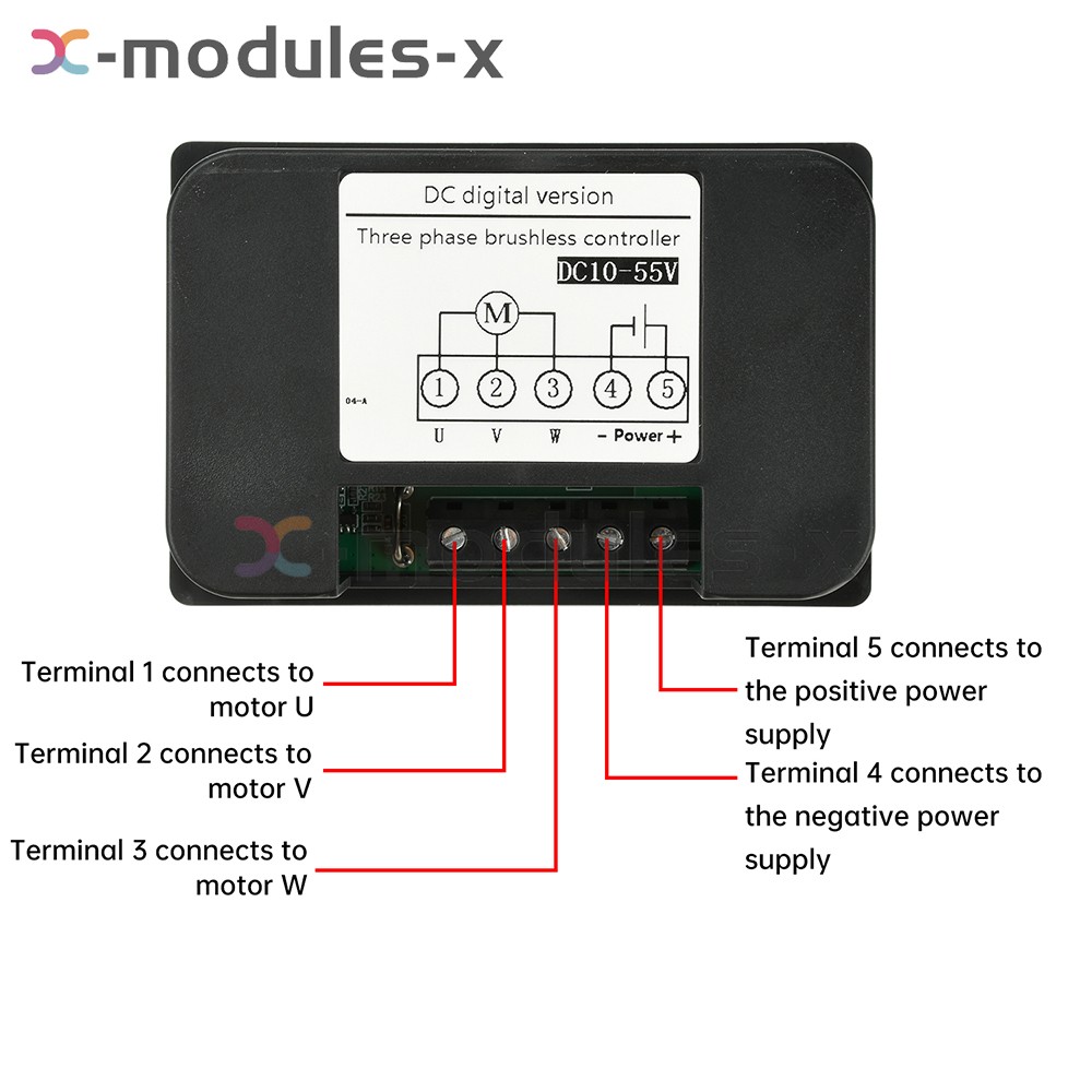 10-55V15A Brushless DC Speed Controller 3-Phase Motor Controller Forward/Reverse