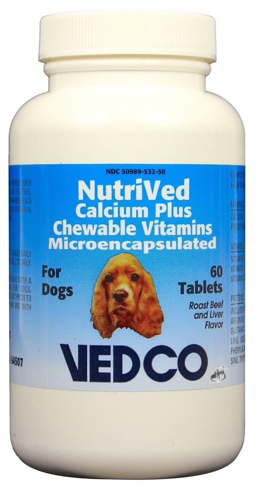 NutriVed Calcium Plus Chewable Tablets For Dogs (60 Count)