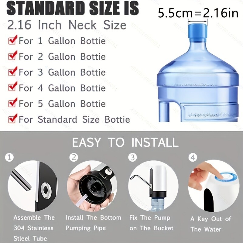 Water Bottle Switch Pump Electric Automatic Universal Dispenser 5 Gallon USB