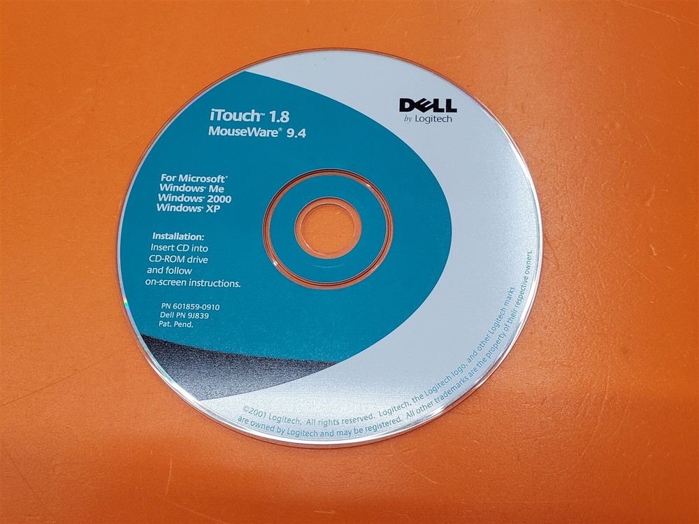 ⭐️⭐️⭐️⭐️⭐️Dell By Logitech iTouch 1.8 MouseWare 9.4 Windows Me/2000/XP Disc Only
