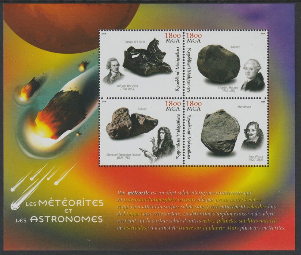 608789 - SPACE - METEORITES & ASTEROIIDS   perf sheet containing four values mnh