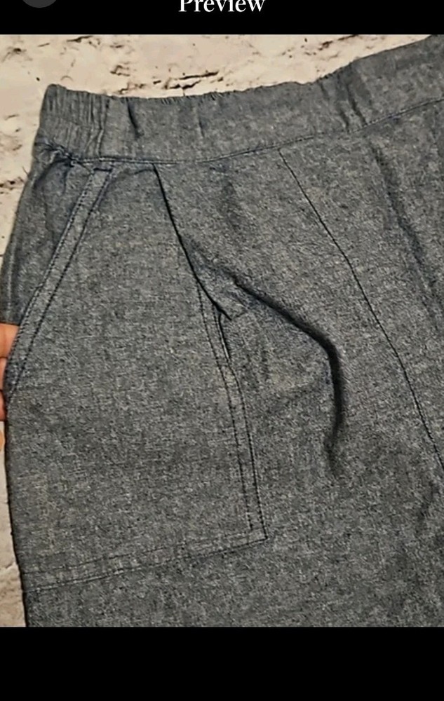 The Great Drop Crotch Pull On Pants 0 Blue Chambray Lightweight Cropped Harem