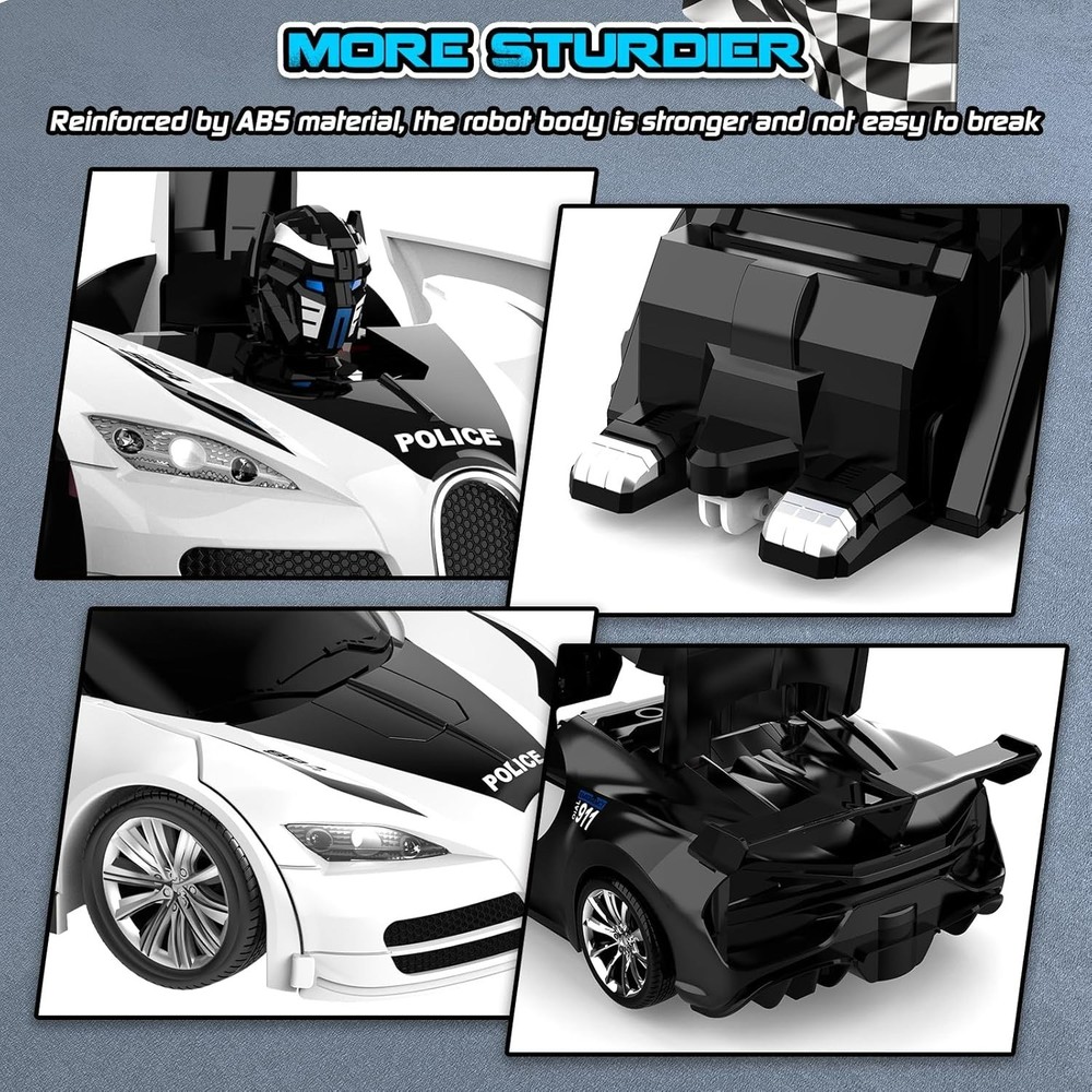 Coche de control remoto, robot transformable con un solo clic - Blanco