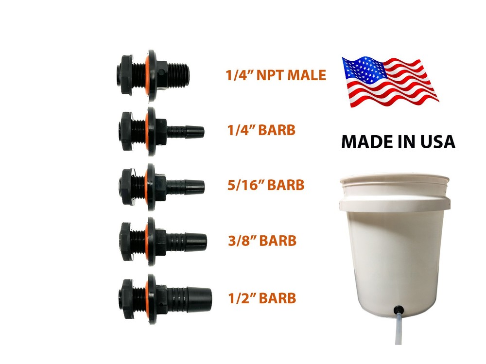 Bulkhead Fitting 1/4 NPT X Barb or Thread *BEST SEAL*