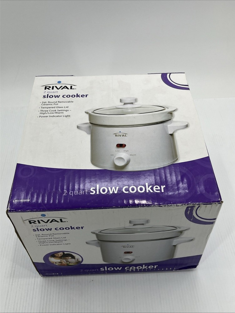Rival 2 Quart Slow Cooker with Removable Ceramic Pot and 3 Cook Settings {145}.
