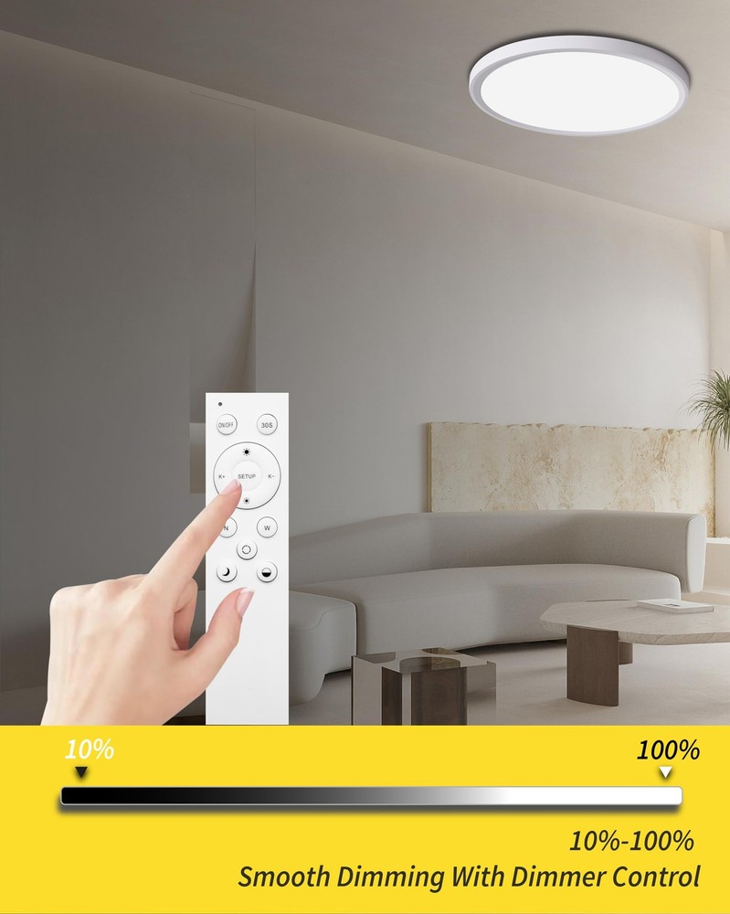 1Pack 16 Inch Remote Control Dimmable Flush Mount Ceiling Light Panel,32W 384...