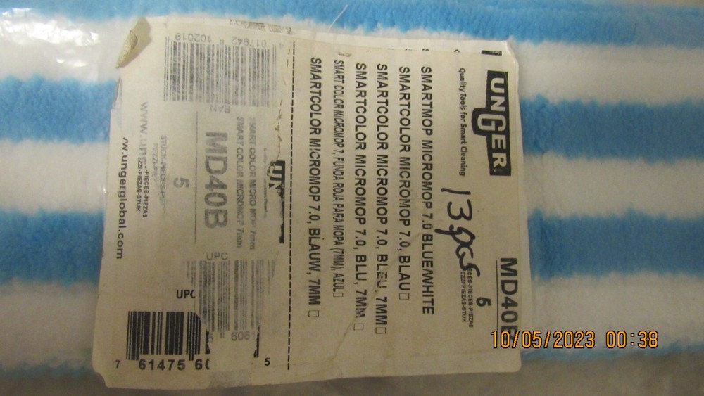 Unger Flat Cut End Wet Mop Microfiber Blue MD40B