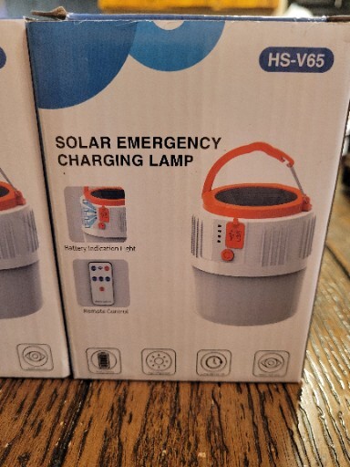 Solar Emergency Charging Lamp, Micro-USB, HS-V65. Bright. New