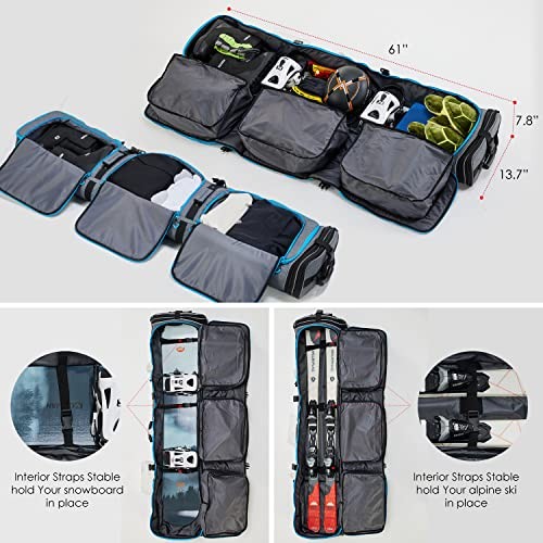 Roller Snowboard Bag with Wheels Adjustable Length… Grey