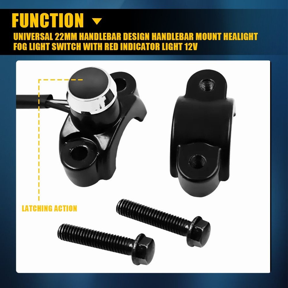 Motorcycle Switch Horn Handlebar Mount Push Button Momentary Start Universal 12V