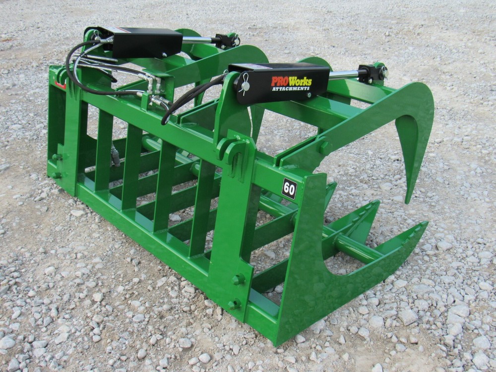 60" Dual Cylinder Root Grapple Bucket Attachment Fits John Deere Tractor Loader