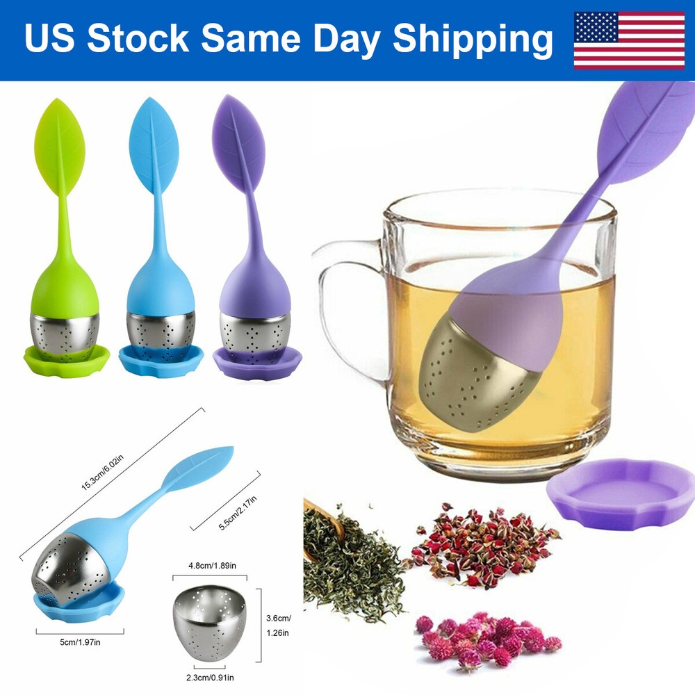 3PCS Silicone Loose Leaf Tea Infuser Stainless Herbal Strainer Filter Diffuser