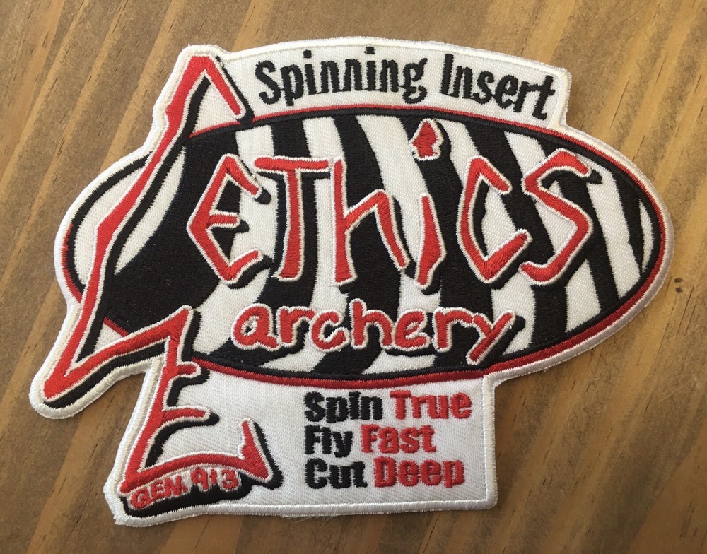 Ethics Archery Spinning Insert NOS IRON ON PATCH Bow Deer Hunting