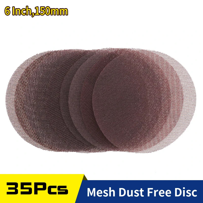 20/35 PCS 6 Inch Mesh Sanding Discs 150mm Hook & Loop 80-600 Grit Dust Free Net