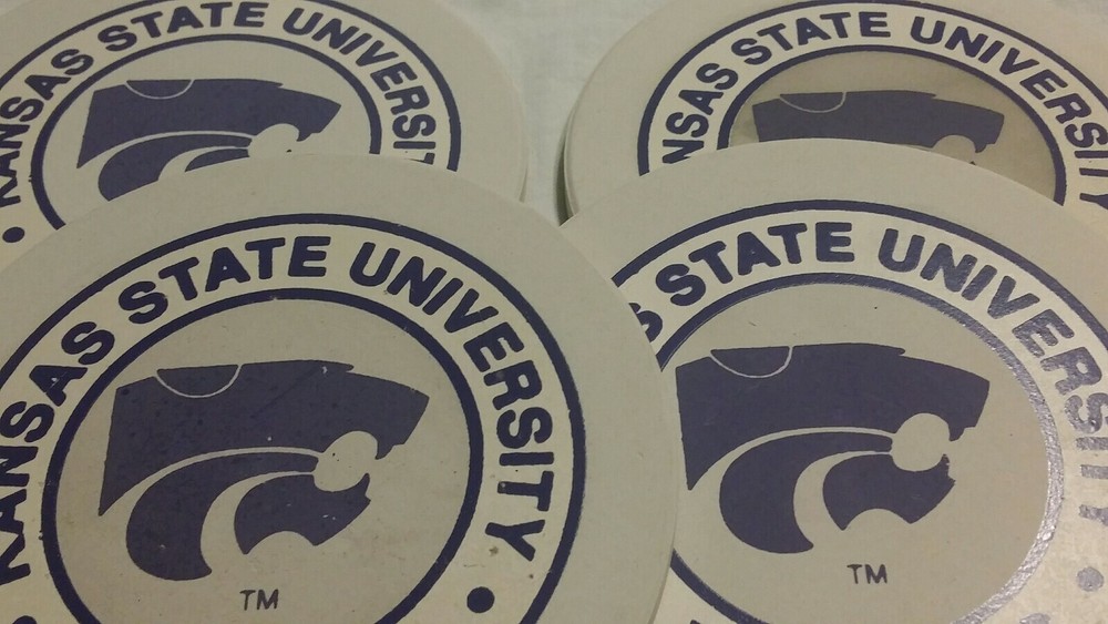 4 Kansas State University KSU Absorbant Sandstone Coasters