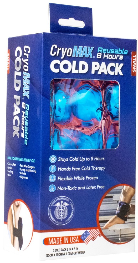CryoMAX Cold Pack, Reusable, 8 Hour Cold Therapy Ice Pack, Small, 6"x 6" (Pac...