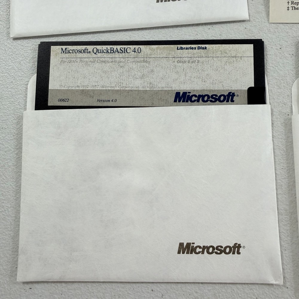 Vintage Software Microsoft Quick Basic 4.0 5.25" Diskettes