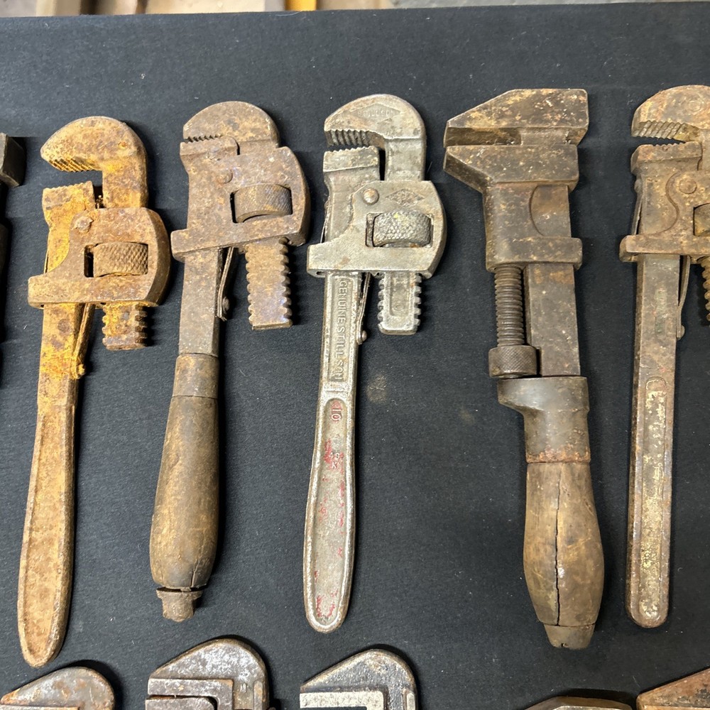 Lot Of 17 Old Pipe Wrenches