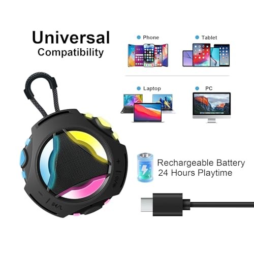 Bluetooth Shower Speaker Waterproof, Portable Bluetooth Speakers Black
