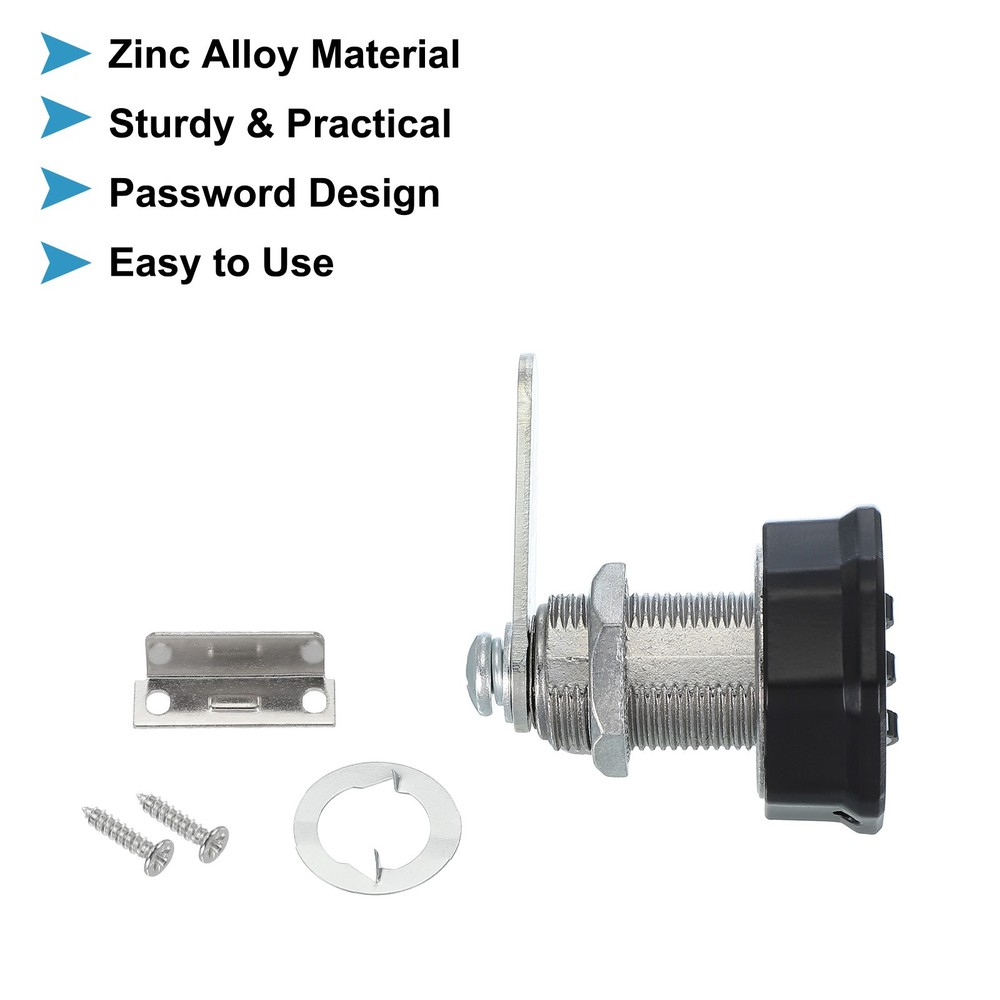 2Pcs 1" Combination Cabinet Cam Lock Cylinder Password Coded Lock Black