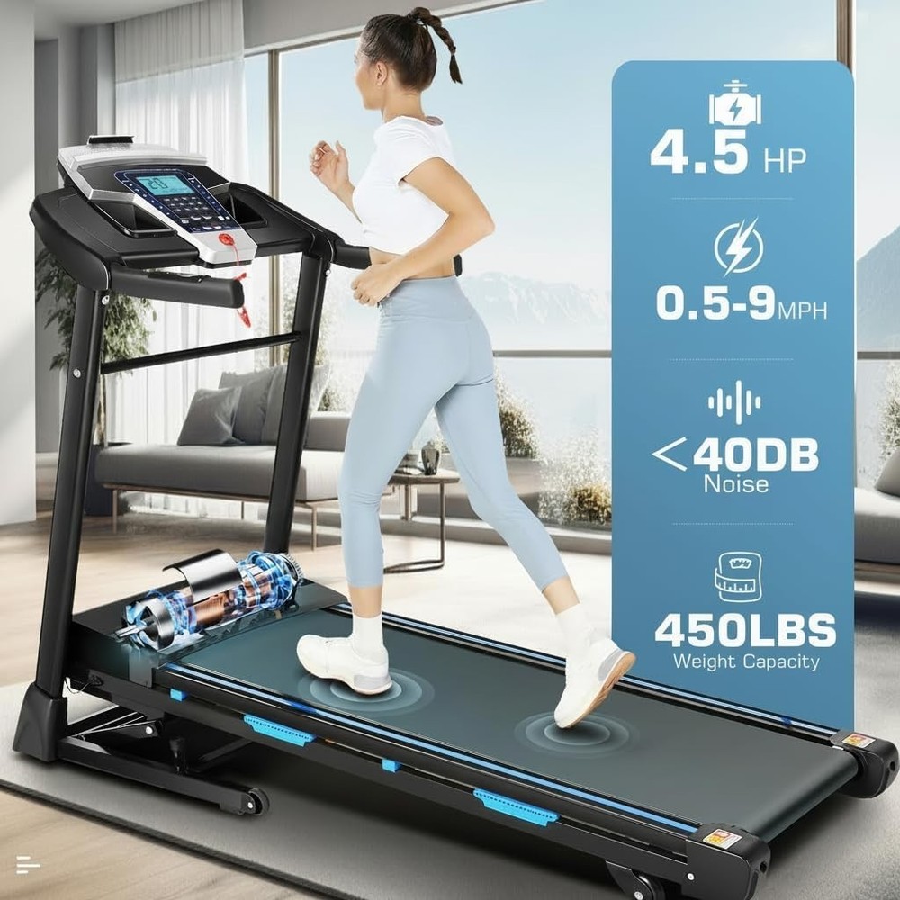 ✅4.5HP Electric Treadmill w/Bluetooth Speaker,LCD Display,Max 9MPH Treadmill✅