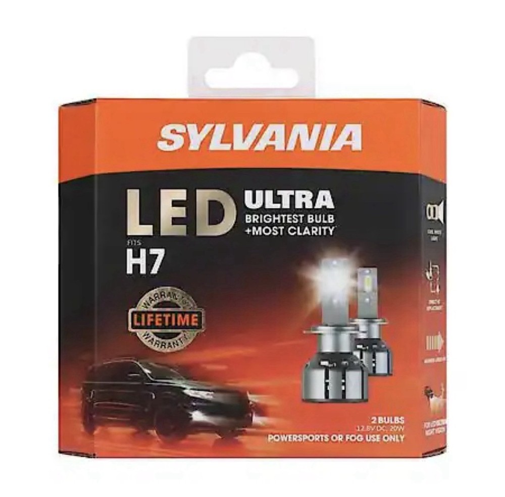 SYLVANIA H7 LED Ultra Headlight Bulbs 6000k Bright Brightest White (2 Bulbs)🔥