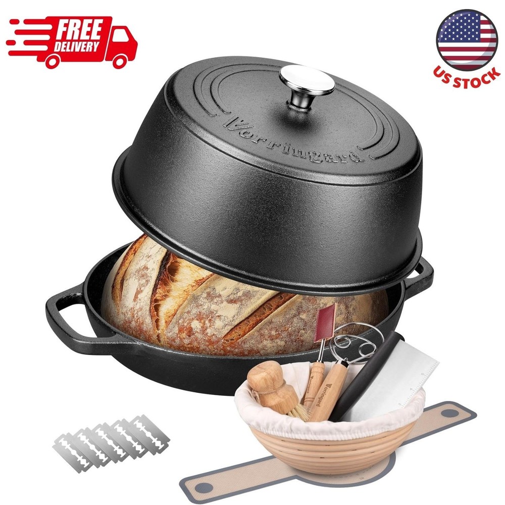 Cast Iron Dutch Oven Pot with Lid for Bread Baking