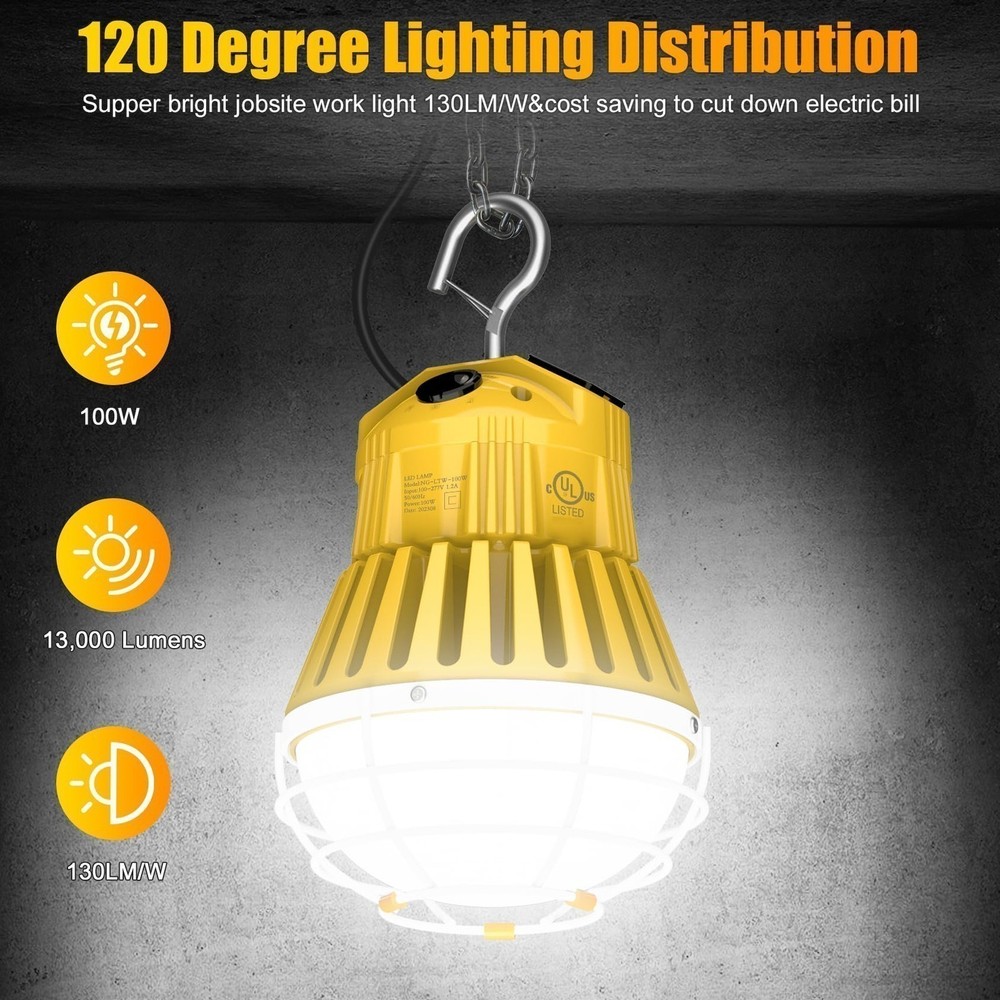 100Watt LED Temporary Work Light Linkable Construction Tunnel Warehouse Lighting