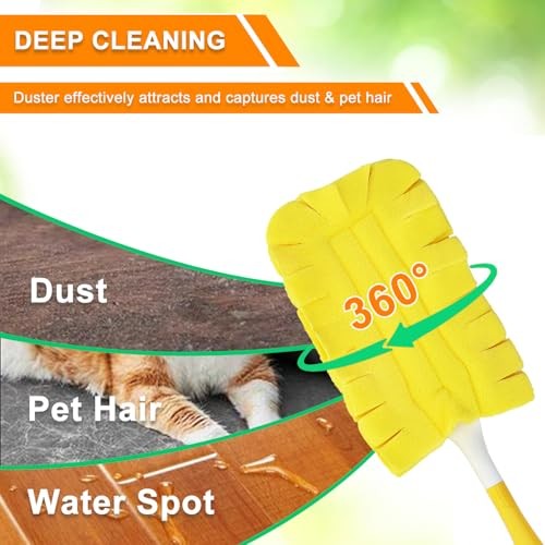 2 Pcs with 1 Handle Reusable Duster Refills, Washable Microfiber Dusters,