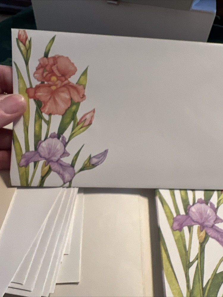 Vtg Current Stationery Set Iris Blossoms 1980