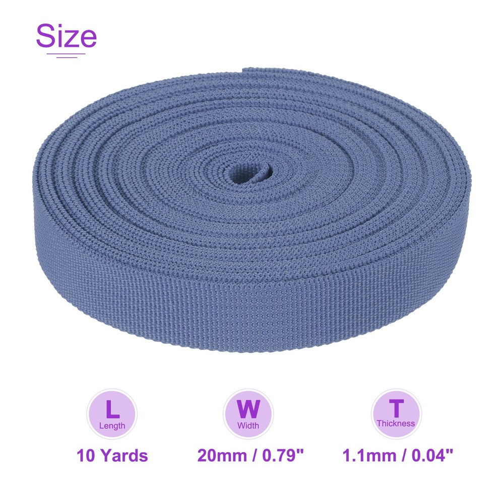 10Yard x 3/4" Width Nylon Webbing Strap Poly Flat Webbing Strapping Grey Blue