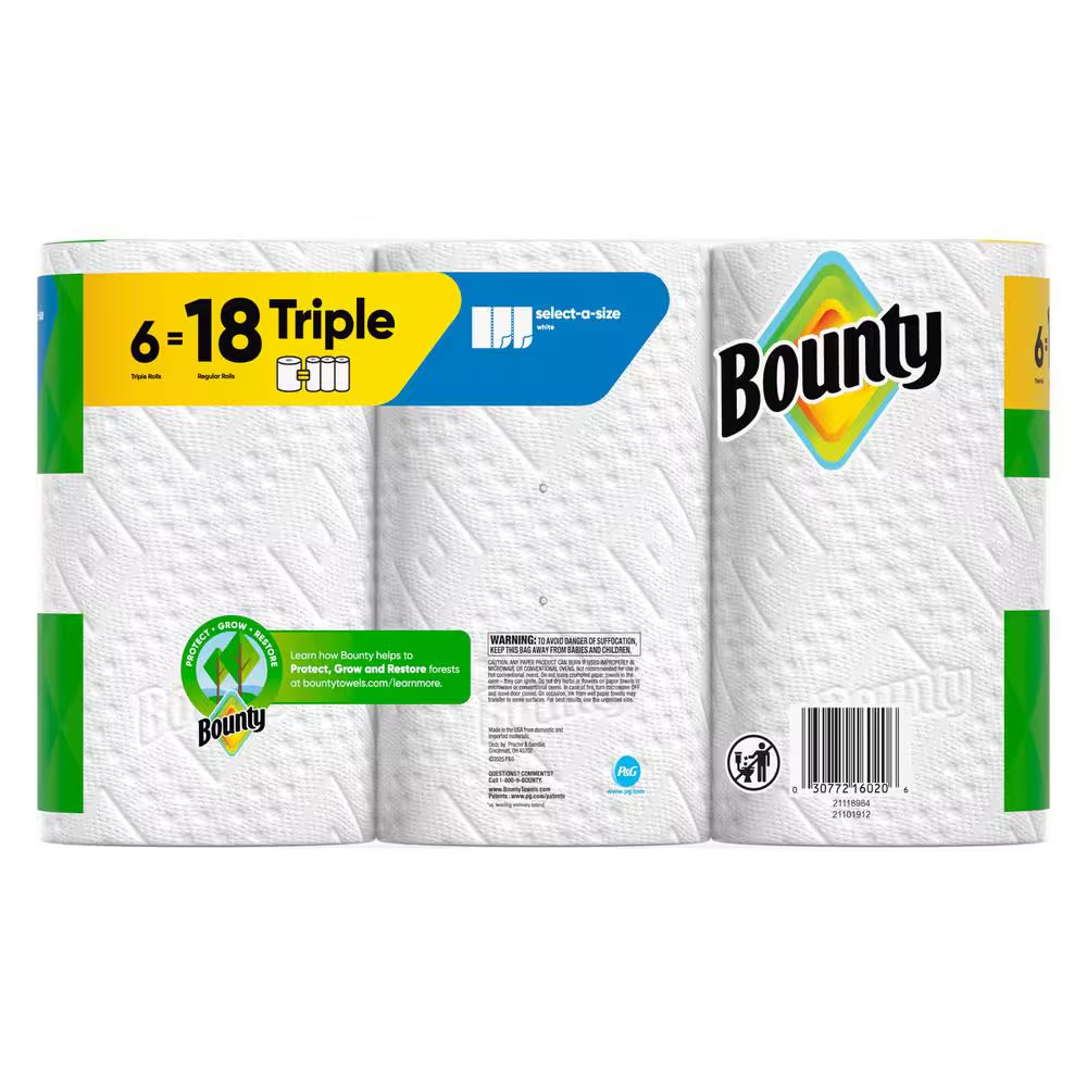 White, Select-A-Size Paper Towel Roll (6 Triple Rolls)