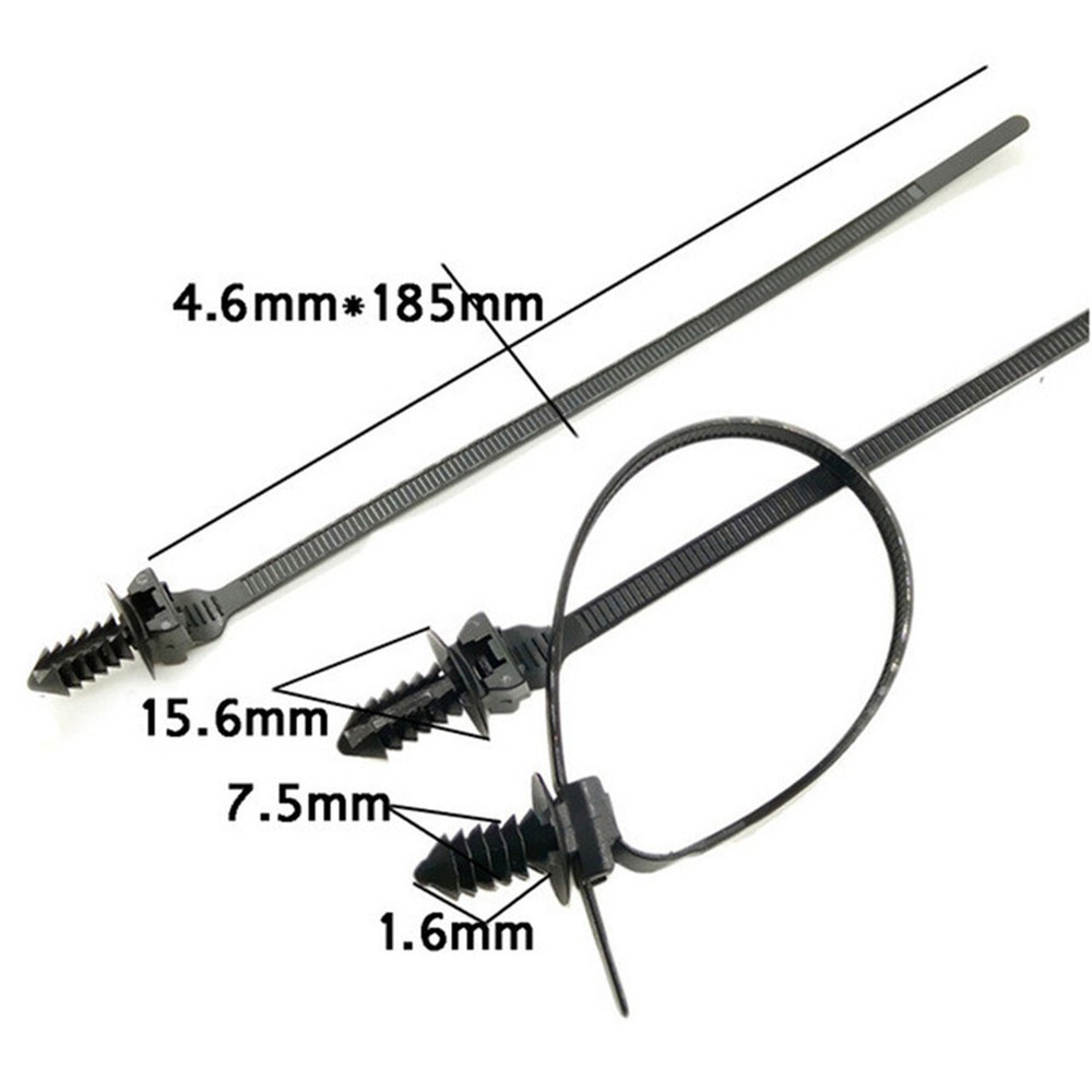 Car Wire Tie Nylon Push Mount Cable Zip Ties Strap Auto Fastener Bundle Clip Kit