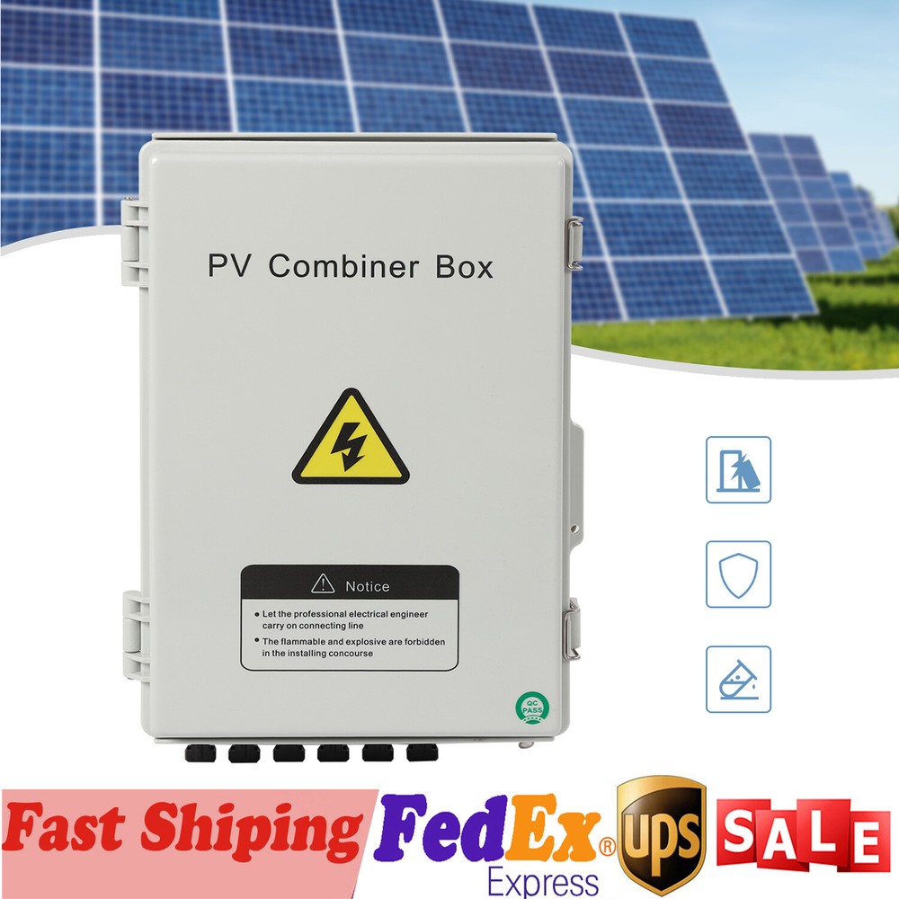 6 String Solar PV Combiner Box 63A Circuit Breaker Junction Box for Solar Panel