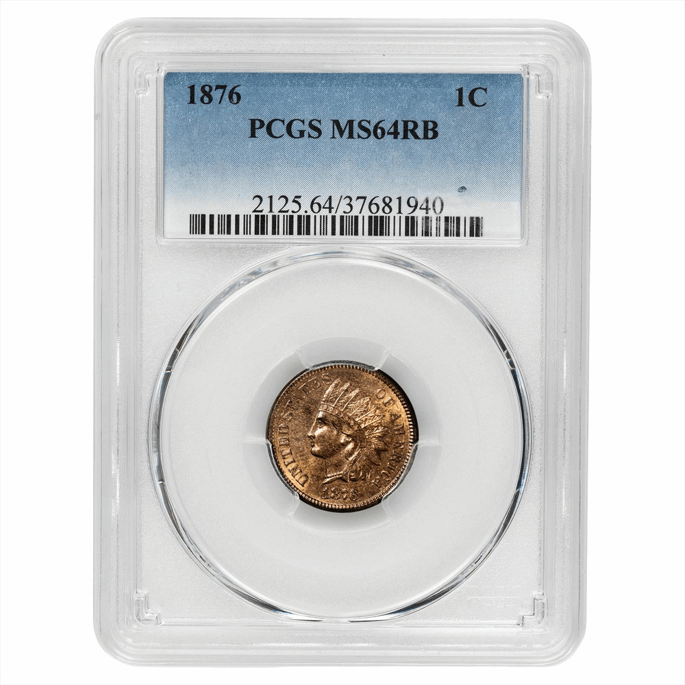 1876 Indian Head Cent 1C PCGS MS 64 RB