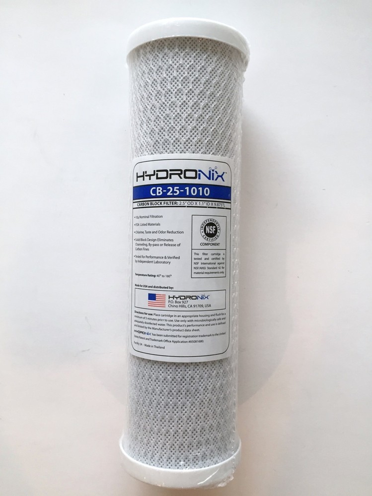 CARBON BLOCK FILTER 2.5"X10" 10 MICRON HYDRONIX  CB-25-1010 2 PACK