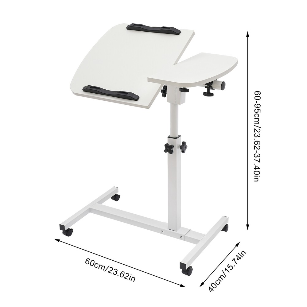 Adjustable Laptop Desk Rolling Notebook Computer Stand Food Tray Bed Sofa Table