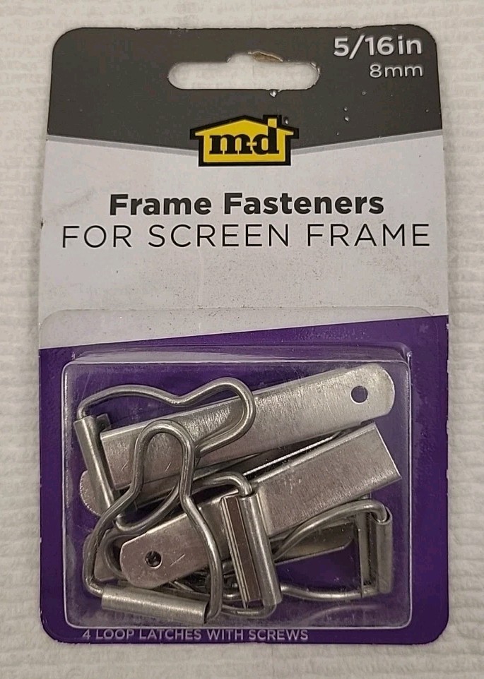 M-D frame fasteners for screen frame 5/16"-4 screen hangers, 4 loop latches