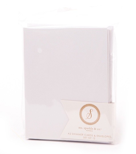 AC Gift Cards W/Envelopes A2 12/Pkg-Shimmer White