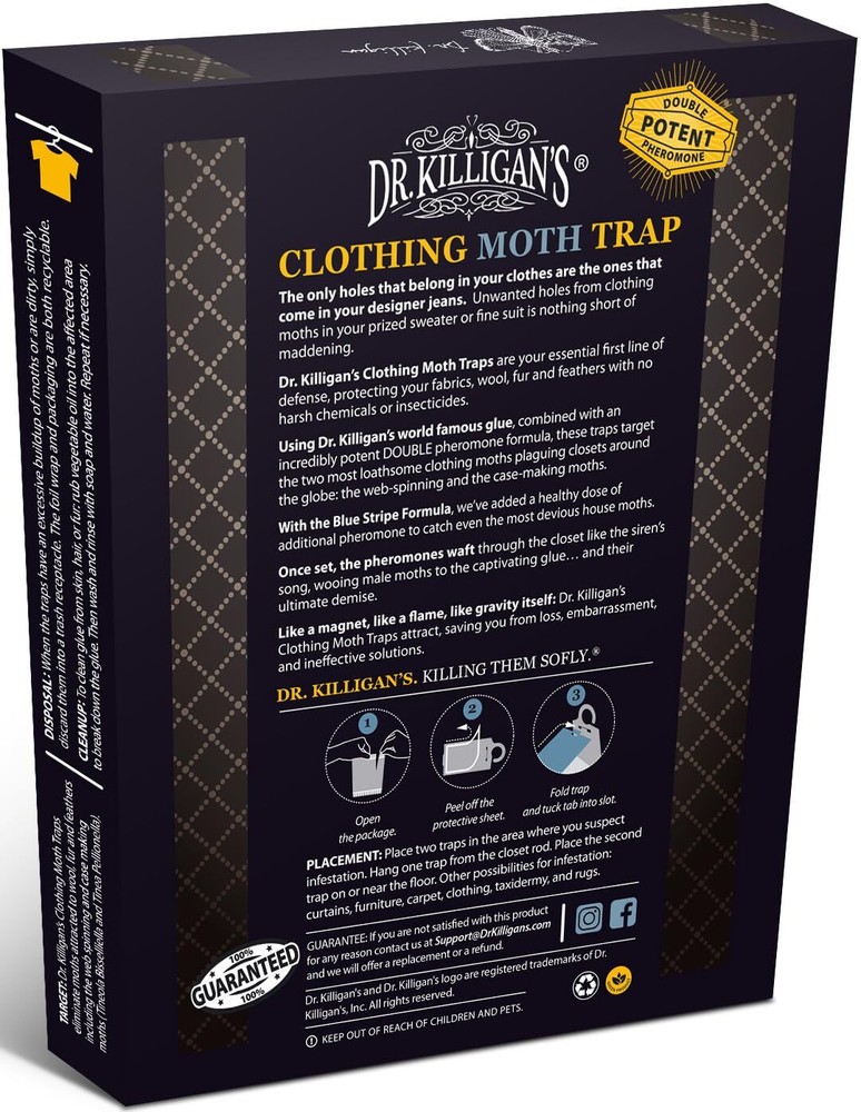 Dr. Killigans Premium Clothing Moth Traps with Pheromones Prime | 6-Pack