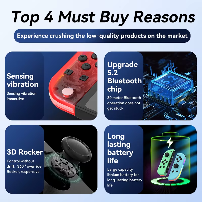 Switch joycon Wireless Controller NS Host Left and Right with RGB Small Handle